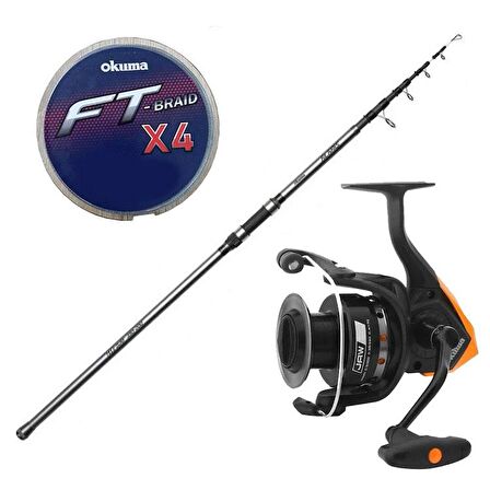 YekOutdoor Hazır Olta Seti Okuma Alaris Tele Surf 420 cm 100-200 gr Surf Kamışı&Okuma JAW-65 3+1BB Olta Makinesi