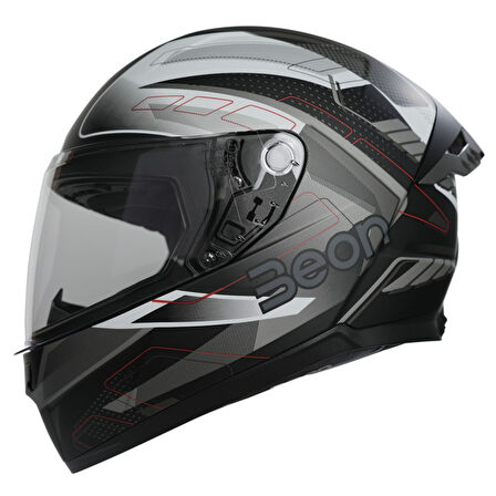 Beon B-507 Full Face Motosiklet Kaskı FF05 Siyah/Beyaz/Gri