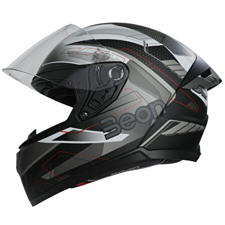 Beon B-507 Full Face Motosiklet Kaskı FF05 Siyah/Beyaz/Gri