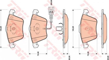 TRW GDB1809 ÖN BALATA GOLF VI 2.0 R4- 2009-2013 GOLF VI 2.0TDI 2013- 2.0TSI 2008-2013 AUDI A3 2003-2012 TT 2008-2014 - 8P0698151