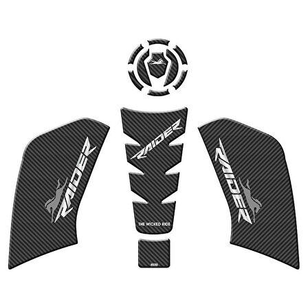 Gogo Tank Pad Set 001 Karbon Beyaz - TVS Raider 125