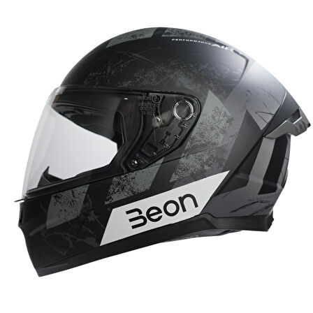 Beon B-507 Full Face Motosiklet Kaskı FF02 Siyah/Gri