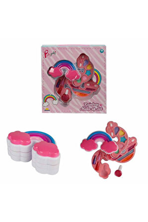 Gökkuşağı Şekilli 3 Katlı Makyaj Güzellik Seti