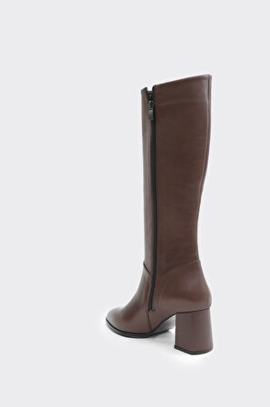 Hakiki Deri Fermuarlı Kadın Çizme