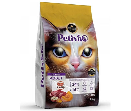 Petiva Yetişkin Kuzulu Kedi Maması 1.5 Kg