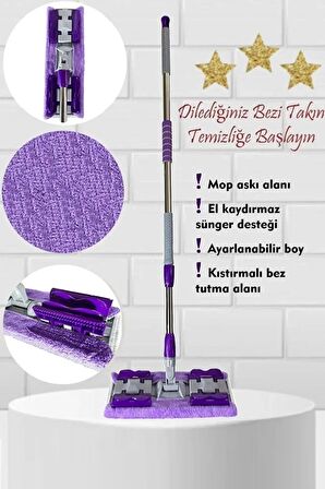 Sihirli Teleskobik Mop Yedek Bez Hediyeli Yer Mopu Fayans Duvar Yüzey Temizlik Mikrofiber Paspas