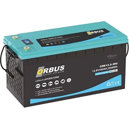 Orbus 12.8 V Volt 200 Ah Amper 2560 Wh Lityum Batarya Lifepo4 Lityum Akü