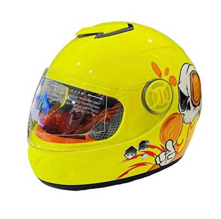 MTS Full Face Motosiklet Çocuk Kaskı K1 Skull Yellow