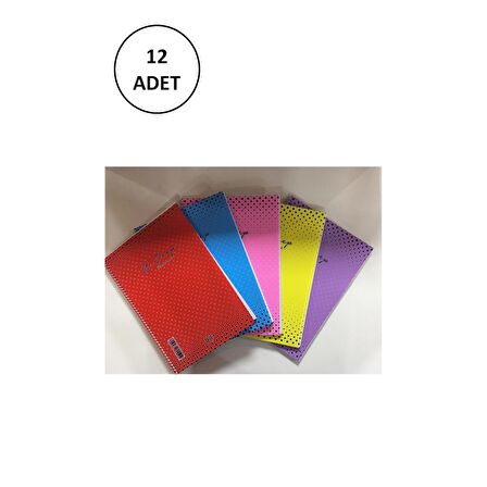 72 Yaprak Spiralli Kareli Defter U-deep A4 Plastik Kapak Harita Metot 12 Adet