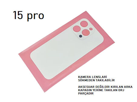 iPhone 15 PRO Arka Pil Batarya Kapağı (CAM) BEYAZ