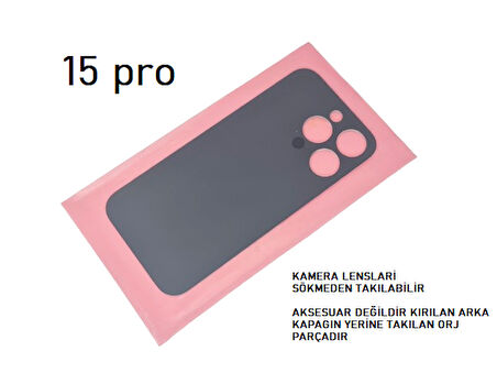 iPhone 15 PRO Arka Pil Batarya Kapağı (CAM) MAVİ