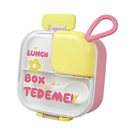 Paslanmaz Çelik Sızdırmaz Kaşıklı Saklama Kabı Beslenme Kabı 600 ML. Pembe İthal Ürün