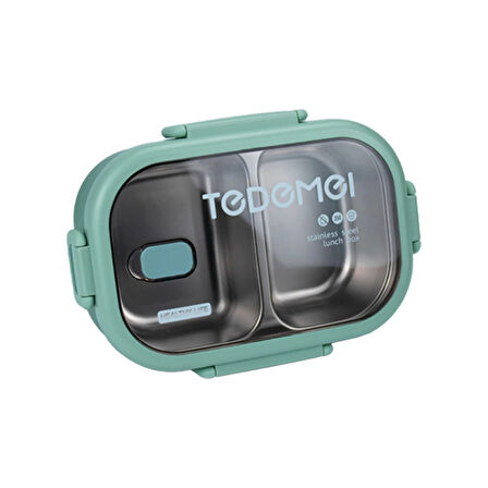 2 Bölmeli Paslanmaz Çelik Sızdırmaz Saklama Kabı Beslenme Kabı 0,85 Lt. Yeşil İthal Ürün