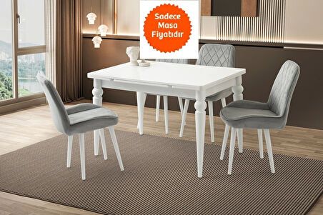 Yandan Açılır Büyüyen Yemek Masası 80x120cm Beyaz-Beyaz Ayaklı SADECE MASA FİYATIDIR