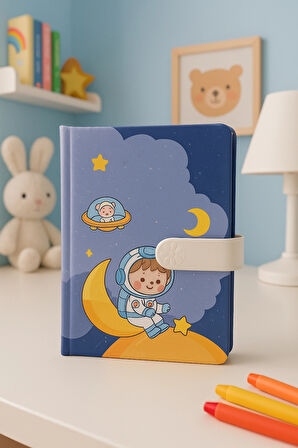 Çocuk Kilitli Resimli Anı Defteri 100 Yaprak İthal Ürün Gökyüzü