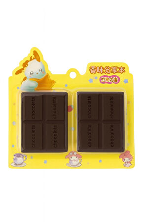 2'li Mini Kare Çikolata Figürlü Kokulu Not Defteri Zincirli Anahtarlık