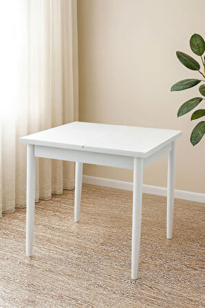 Yanlardan Açılır Büyüyen Yemek Masası Beyaz 75x80cm SADECE MASA FİYATIDIR