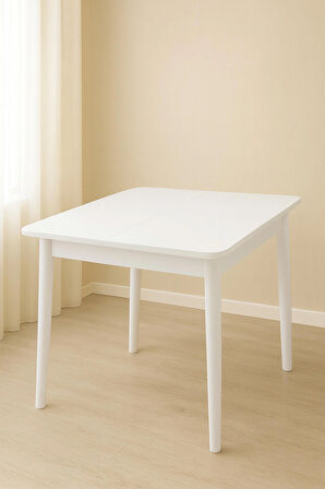 Yanlardan Açılır Büyüyen Yemek Masası Beyaz 75x80cm SADECE MASA FİYATIDIR