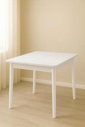 Yanlardan Açılır Büyüyen Yemek Masası Beyaz 75x80cm SADECE MASA FİYATIDIR