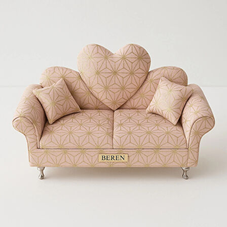 Berjer Figürlü Kadife Desenli Takı Bijuteri Mücevher Kutusu Biblo 24cm Krem İthal Ürün