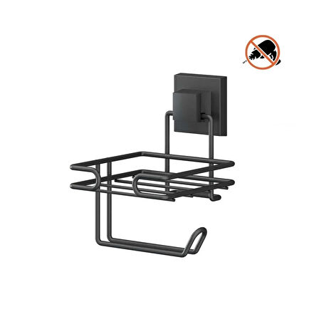 Tuvalet Kağıtlığı Yedekli Kendinden Yapışkanlı Siyah EasyFix