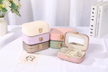 Deri Mini Seyahat Takı Bijuteri Mücevher Kutusu Organizer Düzenleyici 15cm Bronz İthal Ürün