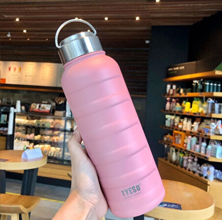 Paslanmaz Çelik Termos Su Şişesi 360ml Vakumlu Kapak Pembe İthal Ürün