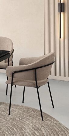 EVRM Metal Ayaklı Kumaş Salon Balkon ve Mutfak Sandalyesi 4 ADET