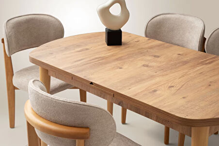 Ortadan Açılır Ahşap Yemek Masası Gizli Kaşıklık Bölmeli 80cm x 140cm DİŞ BUDAK -SADECE MASA FİYATIDIR