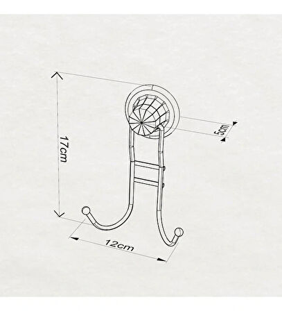 Vakumlu Banyo Tuvalet Havlu Askısı 2 Kancalı Siyah