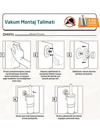 Vakumlu Duvara Monte Klozet Fırçası Beyaz