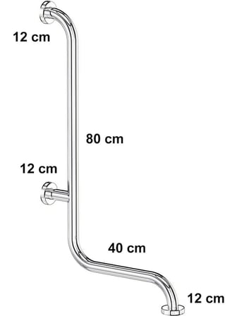  Yaşlı Ve Bedensel Engelli Köşe Tipi Tutunma Barı Paslanmaz Çelik 32 mm Çap