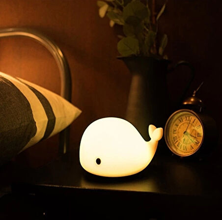 Sevimli Balina Gece Lambası Dokunmatik Sensörlü Renkli Çocuklar Için Usb Şarjlı İthal Ürün