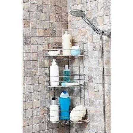 Banyo Aksesuarı 3 lü Set Kare Havluluk + Tuvalet Kağıtlığı + Banyo Köşe Rafı 3 Katlı Şampuanlık