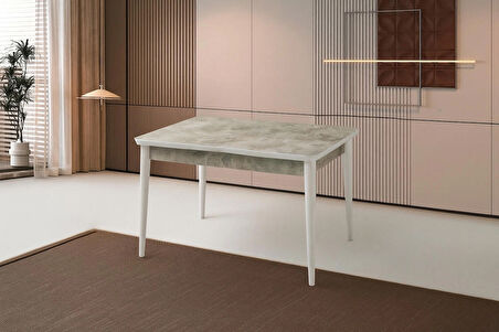 Ortadan Açılır Büyüyen Yemek Masası Mermer Desenli 80x130cm SADECE MASA FİYATIDIR
