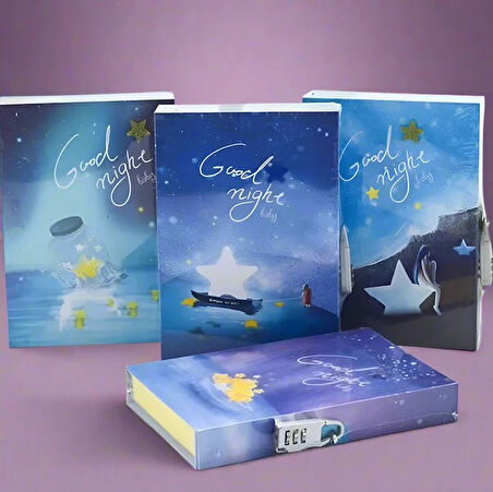 Kilitli Kutulu Ajanda Günlük Not Hatıra Defteri Notebook Mor