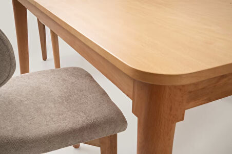 Fidan Ahşap Salon Yemek Masa Sandalye Takımı 4 Masal Sandalyeli Ortadan Açılır Büyüyen 80x130cm