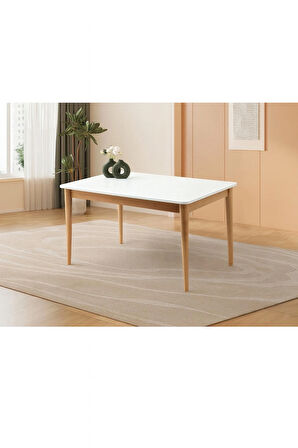 Fidan Ahşap Salon Yemek Masa Sandalye Takımı 4 Masal Sandalyeli Ortadan Açılır Büyüyen 80x130cm