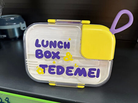 2 Bölmeli Paslanmaz Çelik Sızdırmaz Çatal ve Kaşıklı Saklama Kabı Beslenme Kabı 750 ML Mor İthal Ürün