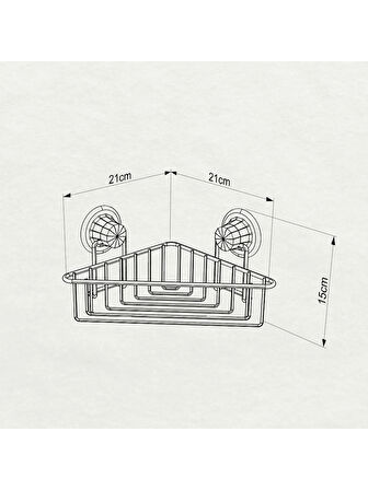 Vakumlu Banyo Duvar Rafı Şampuanlık Köşe Rafı Siyah S251