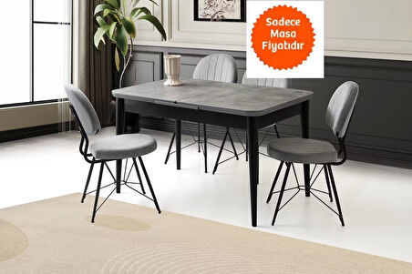 Ortadan Açılır Büyüyen Yemek Masası Gümüş Gri 80x130cm SADECE MASA FİYATIDIR
