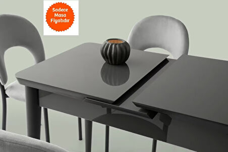 Ortadan Açılır Büyüyen Yemek Masası Gümüş Gri 80x130cm SADECE MASA FİYATIDIR