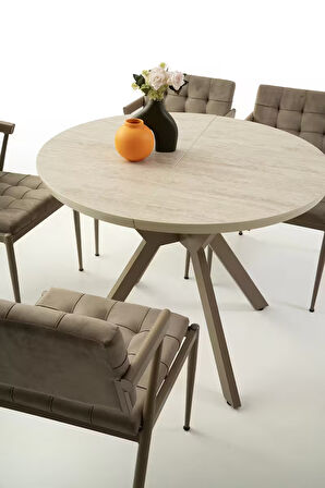 HLTN Ahşap Yuvarlak Açılır Büyüyen Yemek Masası Parlak Beyaz Çap 100cm SADECE MASA FİYATIDIR