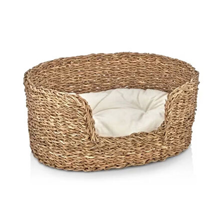 Dekoratif Hasır Kedi Köpek Yatağı Sepet 50cmx40cmx20cm