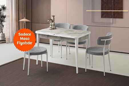Rambla Ortadan Açılır Büyüyen Yemek Masası Mermer Desenli 80x130cm