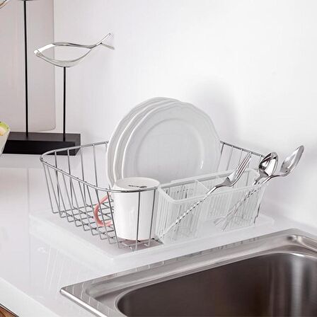 Tek Katlı Tabaklık Bulaşıklık Kaşıklıklı Krom
