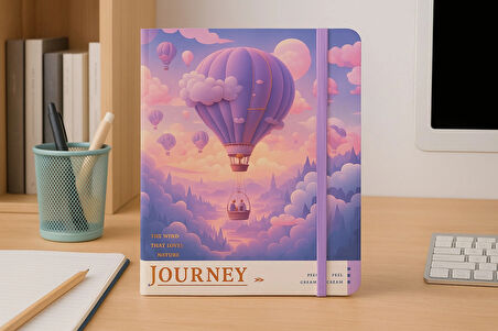 Ajanda Günlük Çizgili Not Defteri Notebook Mor Balon