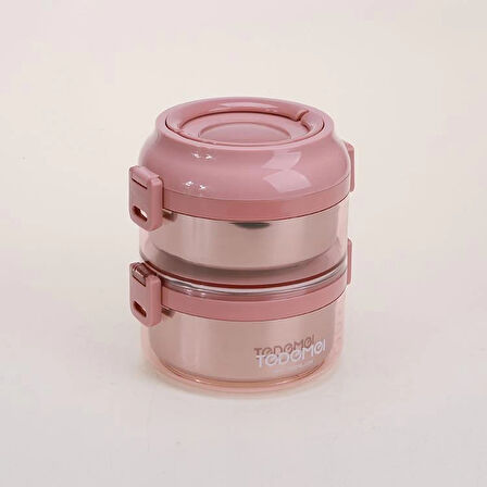 2 Katlı Paslanmaz Çelik Sızdırmaz Saklama Kabı Beslenme Kabı 1,6 Lt. Pembe İthal Ürün