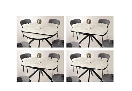 Ahşap Yuvarlak Açılır Büyüyen Yemek Masası Siyah Mermer Desen 70x120cm SADECE MASA FİYATIDIR