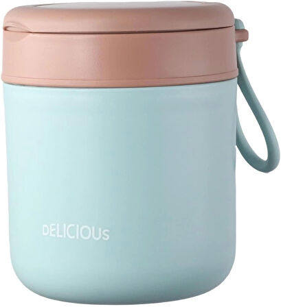 Paslanmaz Çelik Sızdırmaz Kaşıklı Saklama Kabı Beslenme Kabı 430 ML Mavi İthal Ürün